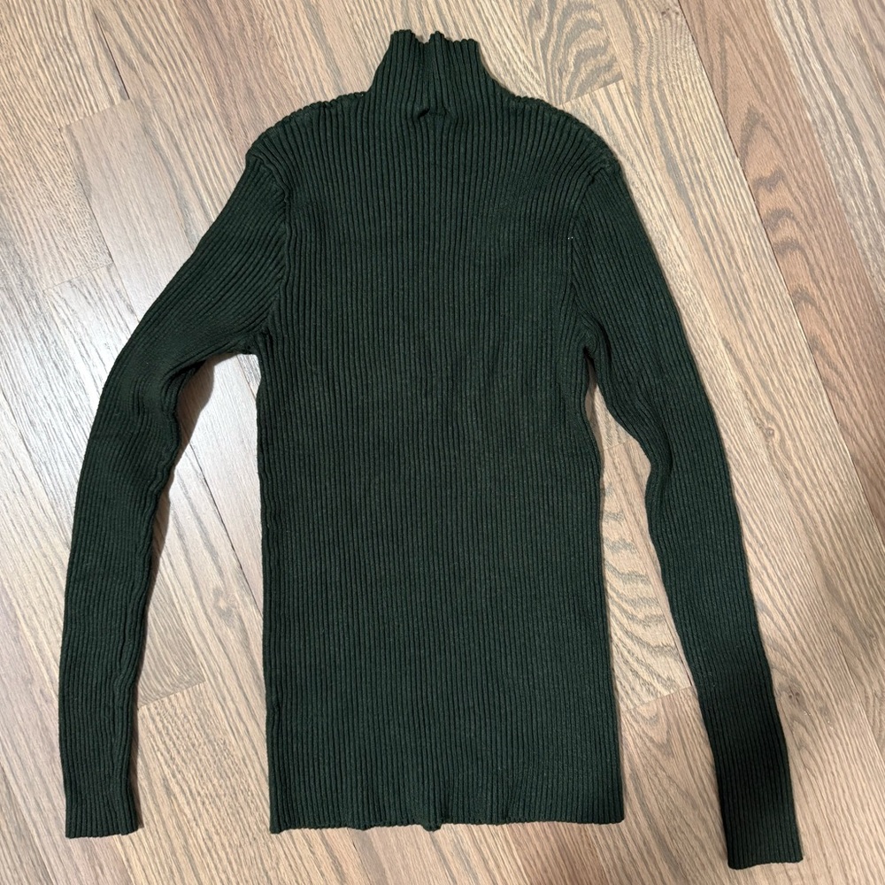 Vici Green Cowl Neck Sweater with Ribbed Details